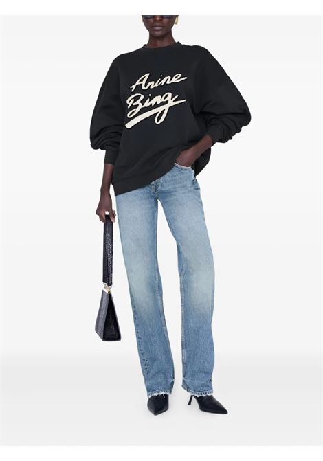 miles sweatshirt chenille signature woman black ANINE BING | A-08-11374BLK26